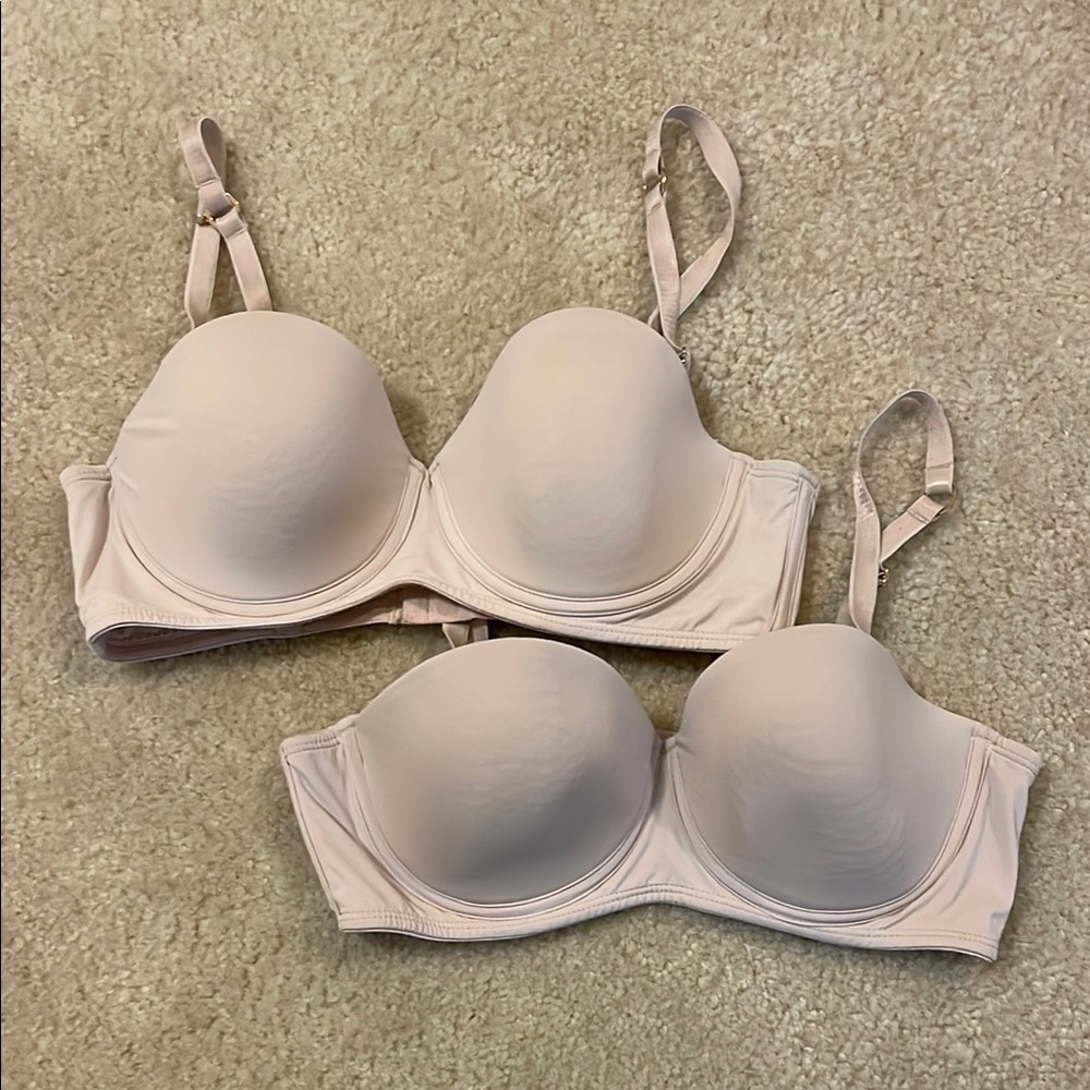 Cream T-Shirt Bra with Smooth Seamless Cups and Adjustable Straps